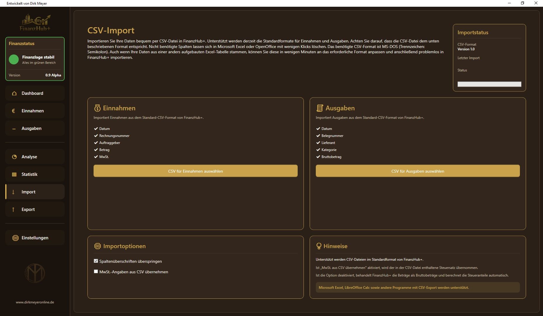 CSV-Import FinanzHub+